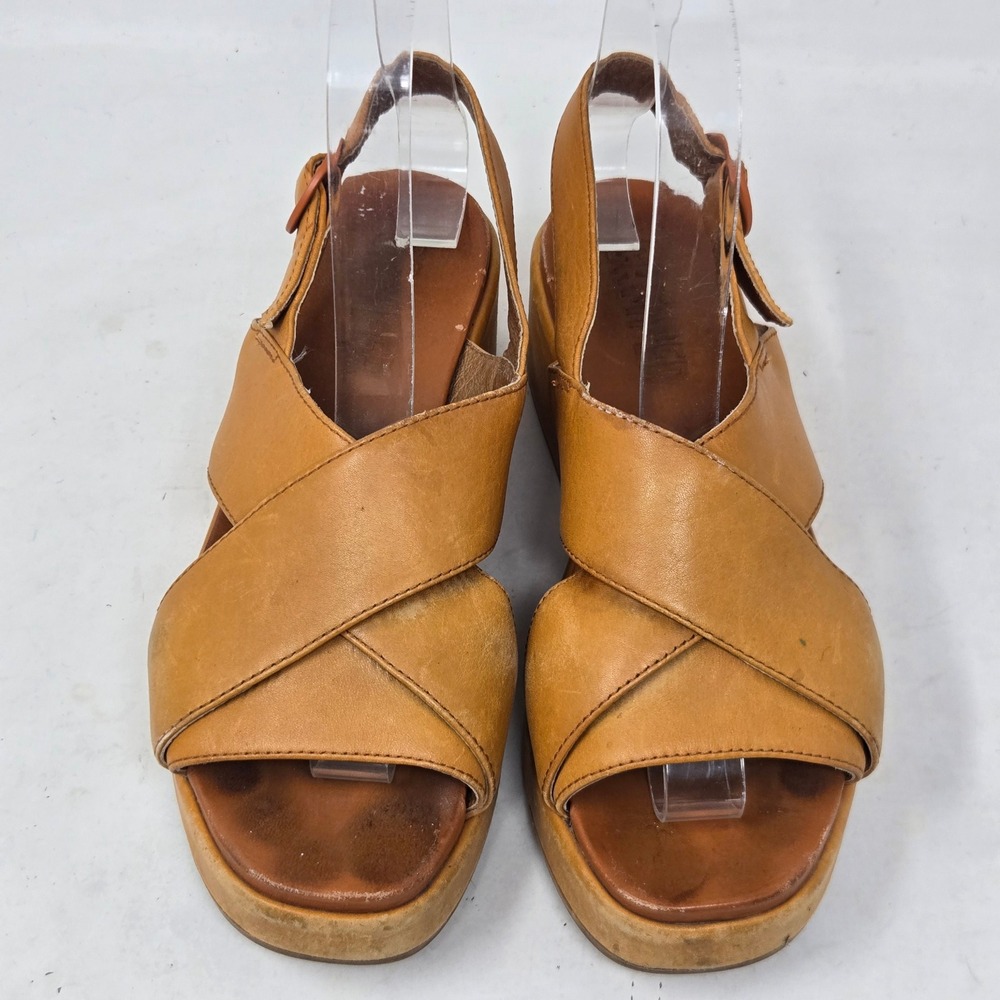 Camper Misia Tan Leather Cross Strap Platform Wedge Sandals K200985-004 Size 36 - Picture 2 of 12